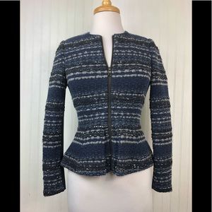 Rebecca Taylor Multicolor Sparkly Metallic Striped Knit Jacket Sz